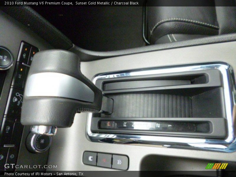 Sunset Gold Metallic / Charcoal Black 2010 Ford Mustang V6 Premium Coupe
