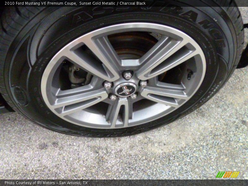 Sunset Gold Metallic / Charcoal Black 2010 Ford Mustang V6 Premium Coupe