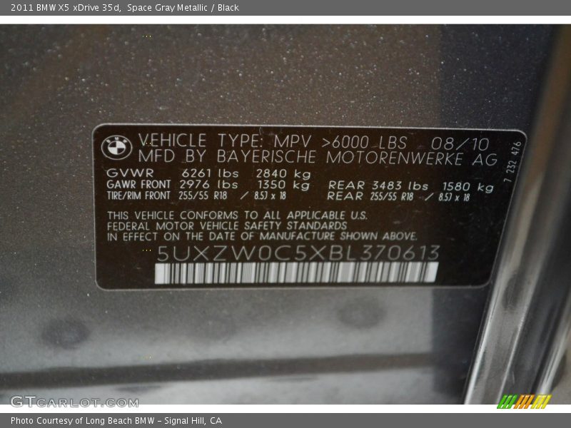 Space Gray Metallic / Black 2011 BMW X5 xDrive 35d