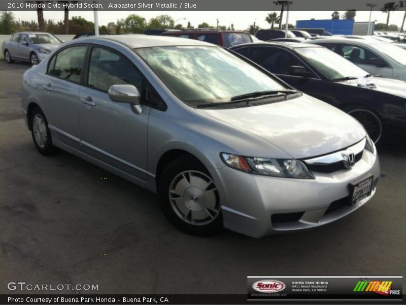 Alabaster Silver Metallic / Blue 2010 Honda Civic Hybrid Sedan