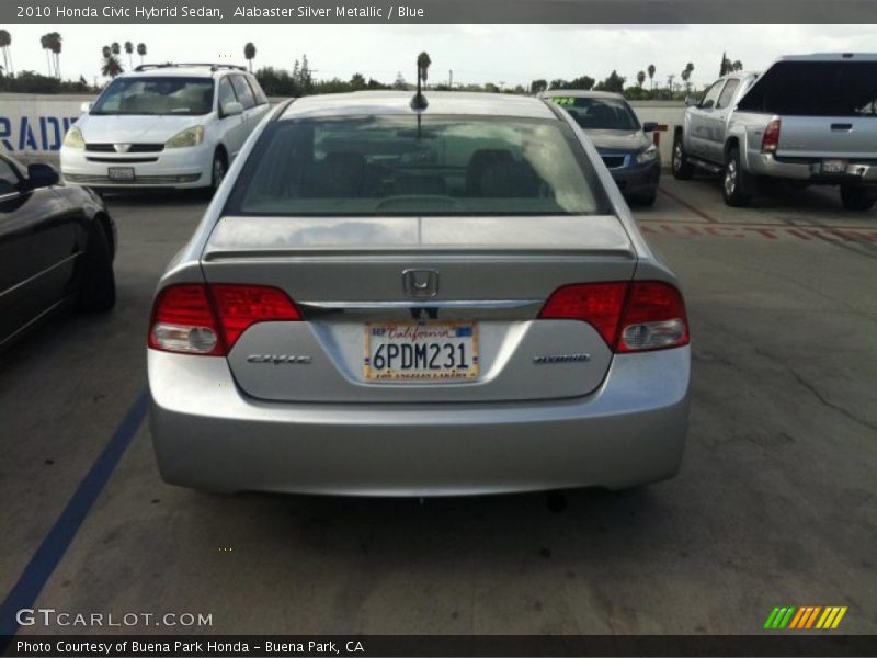 Alabaster Silver Metallic / Blue 2010 Honda Civic Hybrid Sedan
