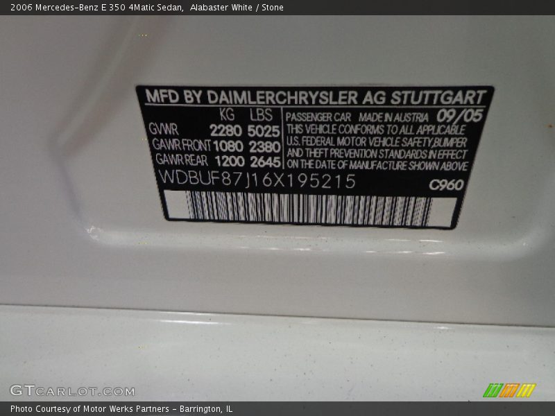 Alabaster White / Stone 2006 Mercedes-Benz E 350 4Matic Sedan