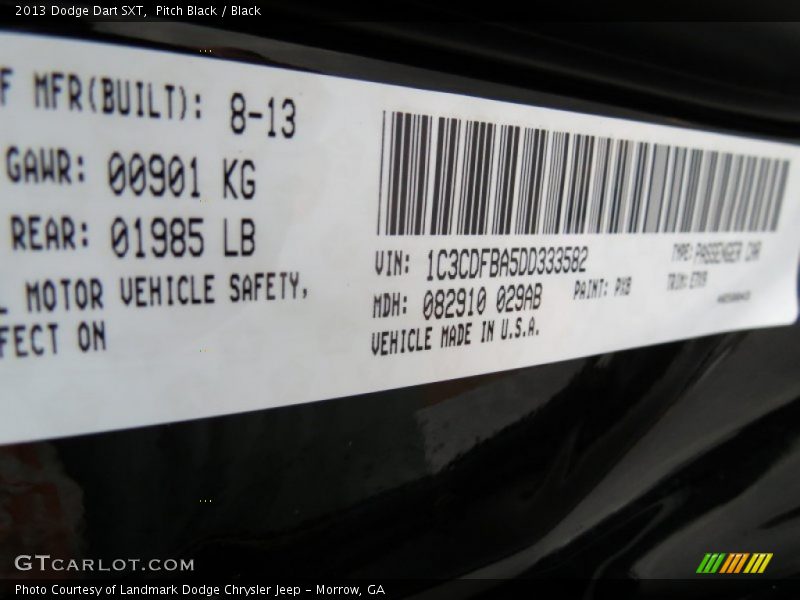 Pitch Black / Black 2013 Dodge Dart SXT