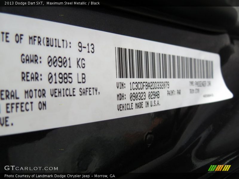 Maximum Steel Metallic / Black 2013 Dodge Dart SXT