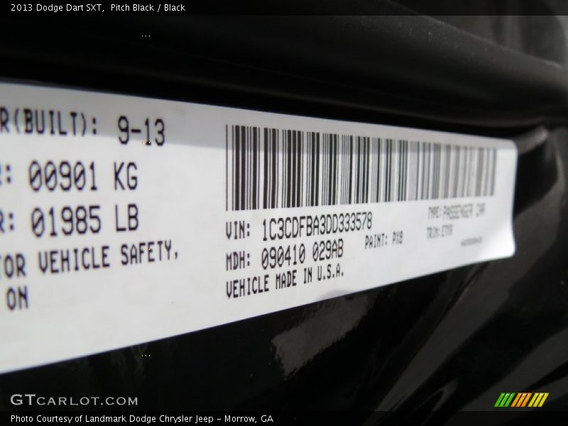 Pitch Black / Black 2013 Dodge Dart SXT