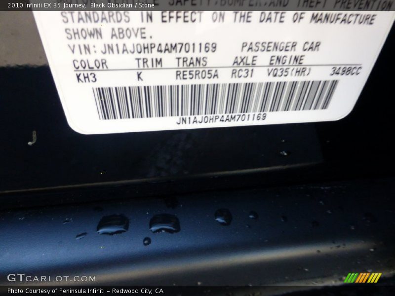 Black Obsidian / Stone 2010 Infiniti EX 35 Journey
