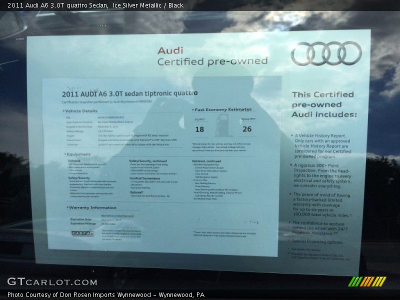 Ice Silver Metallic / Black 2011 Audi A6 3.0T quattro Sedan