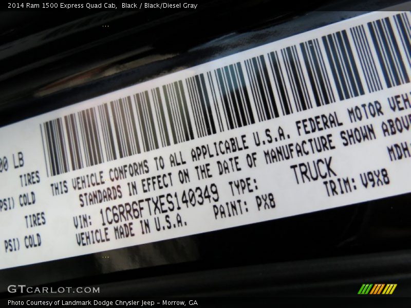 Black / Black/Diesel Gray 2014 Ram 1500 Express Quad Cab