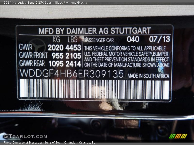Black / Almond/Mocha 2014 Mercedes-Benz C 250 Sport