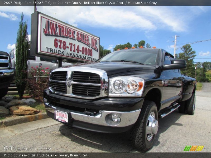 Brilliant Black Crystal Pearl / Medium Slate Gray 2007 Dodge Ram 3500 SLT Quad Cab 4x4 Dually