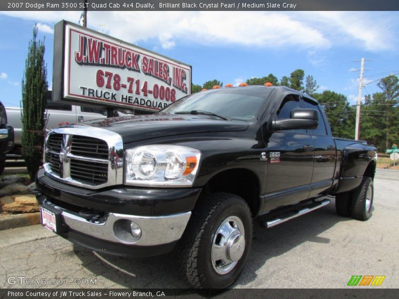 Brilliant Black Crystal Pearl / Medium Slate Gray 2007 Dodge Ram 3500 SLT Quad Cab 4x4 Dually