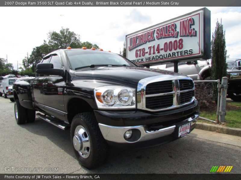 Brilliant Black Crystal Pearl / Medium Slate Gray 2007 Dodge Ram 3500 SLT Quad Cab 4x4 Dually