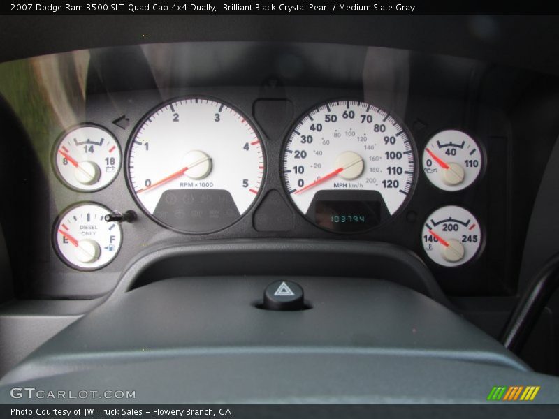Brilliant Black Crystal Pearl / Medium Slate Gray 2007 Dodge Ram 3500 SLT Quad Cab 4x4 Dually