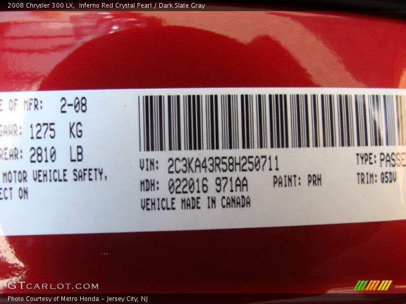 Inferno Red Crystal Pearl / Dark Slate Gray 2008 Chrysler 300 LX