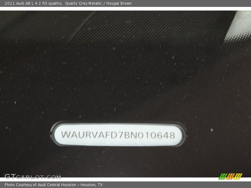Quartz Grey Metallic / Nougat Brown 2011 Audi A8 L 4.2 FSI quattro