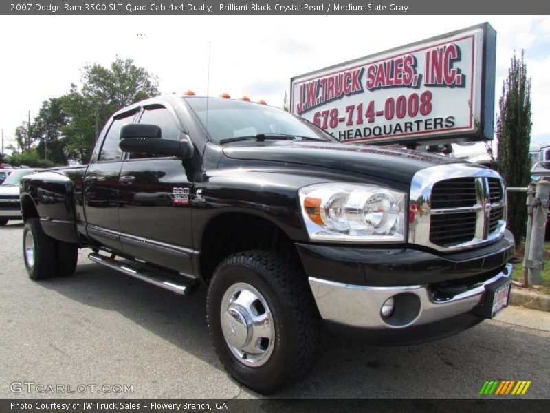 Brilliant Black Crystal Pearl / Medium Slate Gray 2007 Dodge Ram 3500 SLT Quad Cab 4x4 Dually