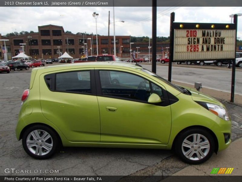Jalapeno (Green) / Green/Green 2013 Chevrolet Spark LS