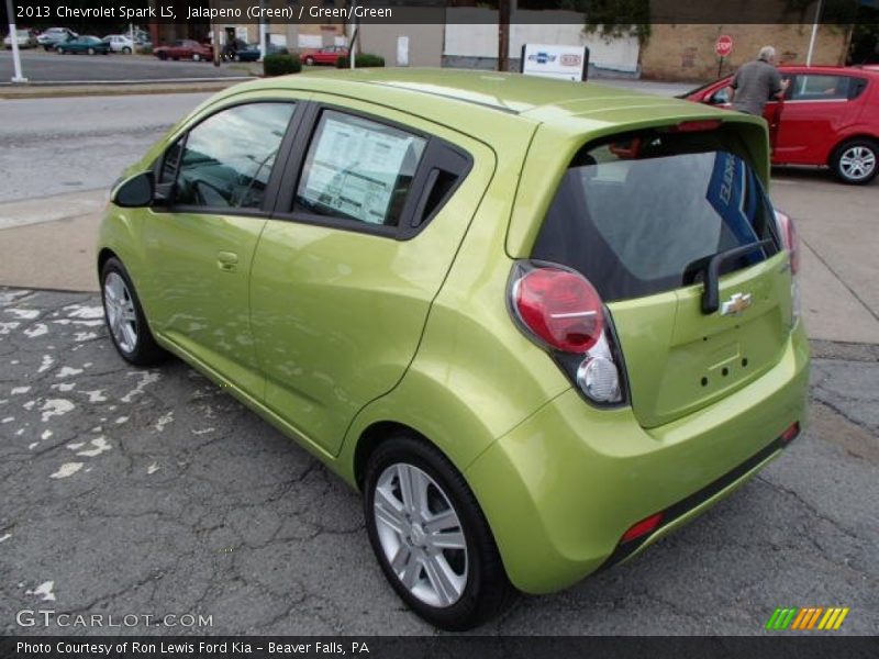 Jalapeno (Green) / Green/Green 2013 Chevrolet Spark LS