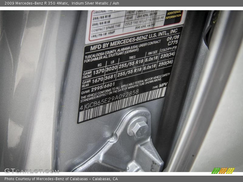 Iridium Silver Metallic / Ash 2009 Mercedes-Benz R 350 4Matic