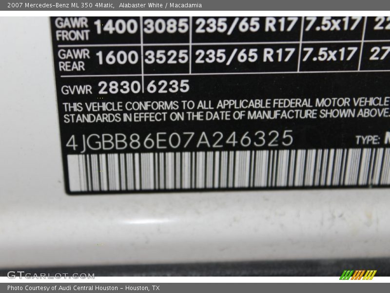 Alabaster White / Macadamia 2007 Mercedes-Benz ML 350 4Matic