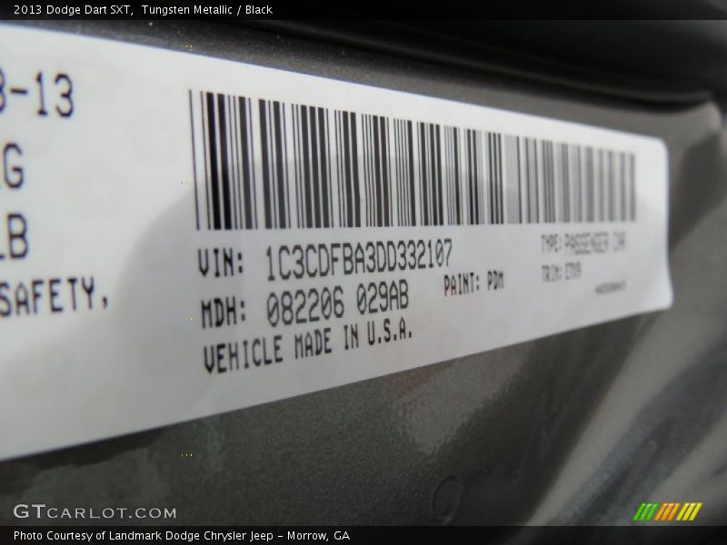 Tungsten Metallic / Black 2013 Dodge Dart SXT