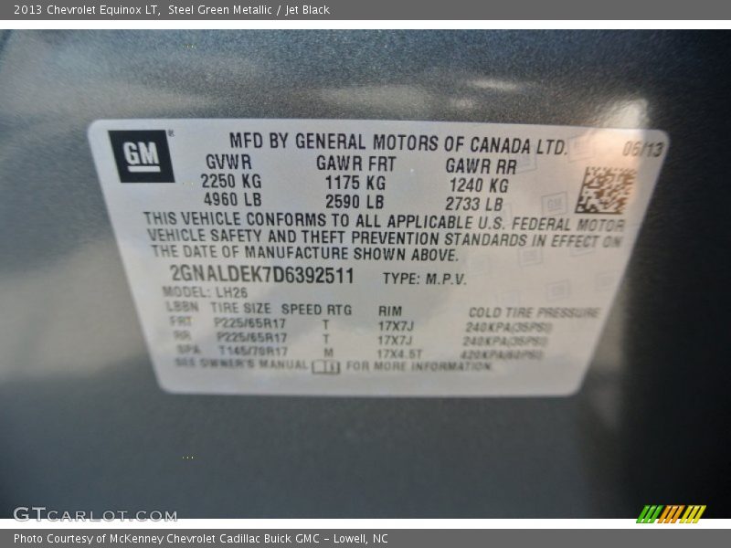 Steel Green Metallic / Jet Black 2013 Chevrolet Equinox LT