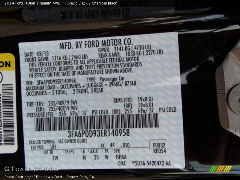 Tuxedo Black / Charcoal Black 2014 Ford Fusion Titanium AWD