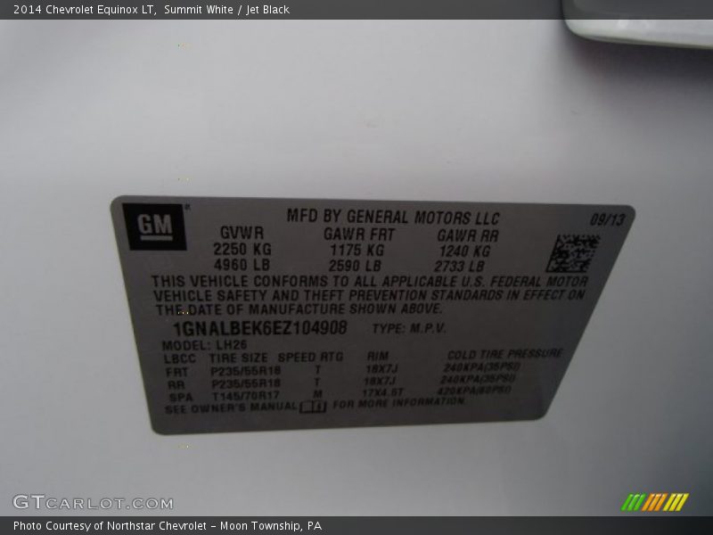 Summit White / Jet Black 2014 Chevrolet Equinox LT