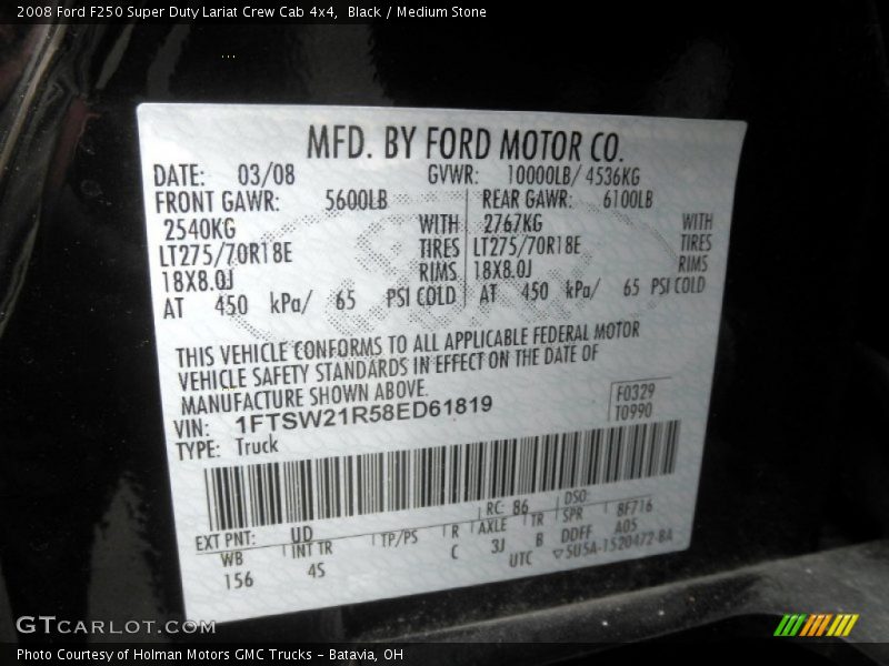 Black / Medium Stone 2008 Ford F250 Super Duty Lariat Crew Cab 4x4