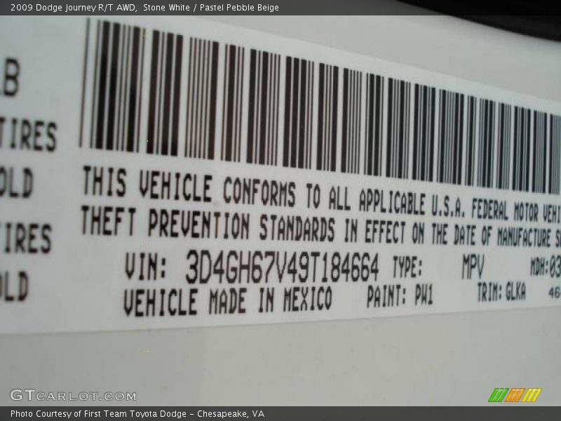 Stone White / Pastel Pebble Beige 2009 Dodge Journey R/T AWD