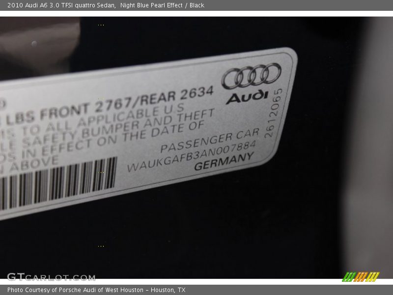 Night Blue Pearl Effect / Black 2010 Audi A6 3.0 TFSI quattro Sedan