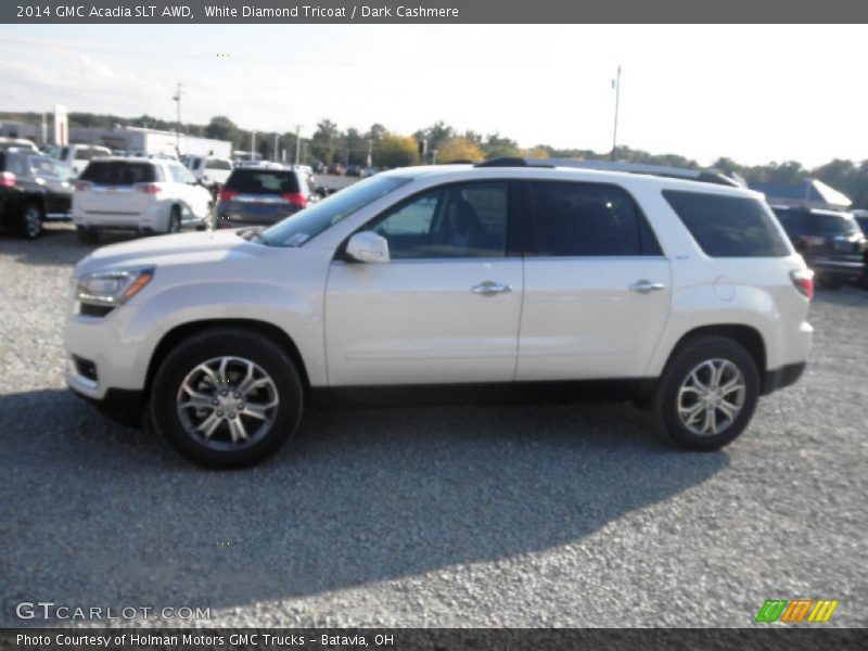 White Diamond Tricoat / Dark Cashmere 2014 GMC Acadia SLT AWD
