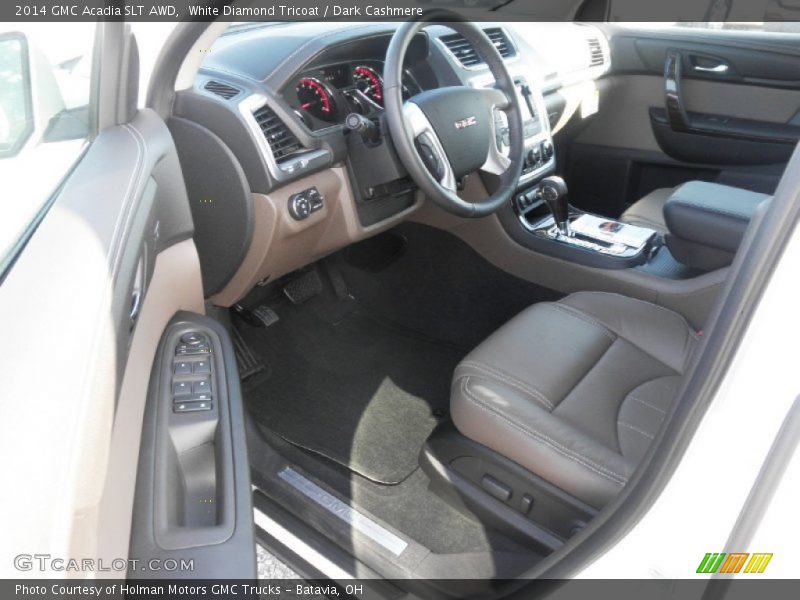 White Diamond Tricoat / Dark Cashmere 2014 GMC Acadia SLT AWD
