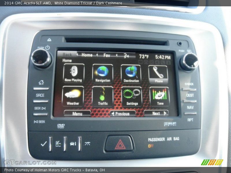 White Diamond Tricoat / Dark Cashmere 2014 GMC Acadia SLT AWD