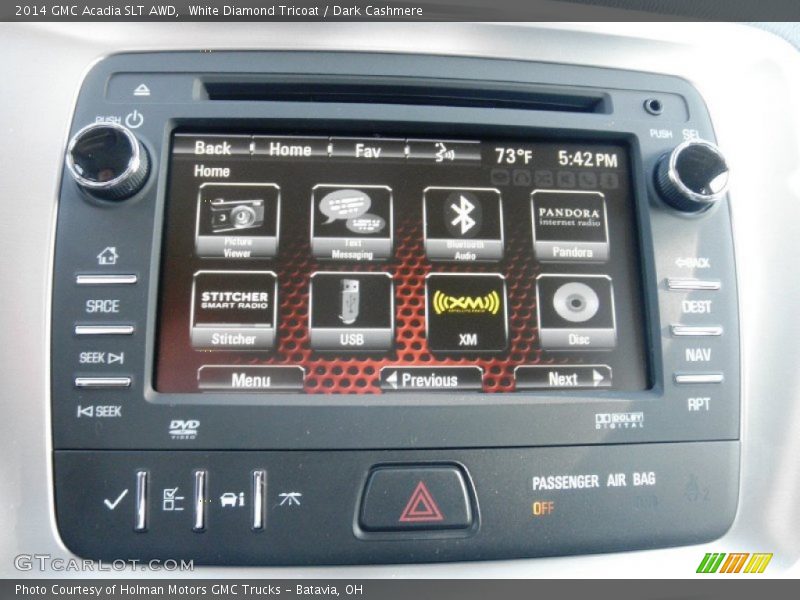 White Diamond Tricoat / Dark Cashmere 2014 GMC Acadia SLT AWD