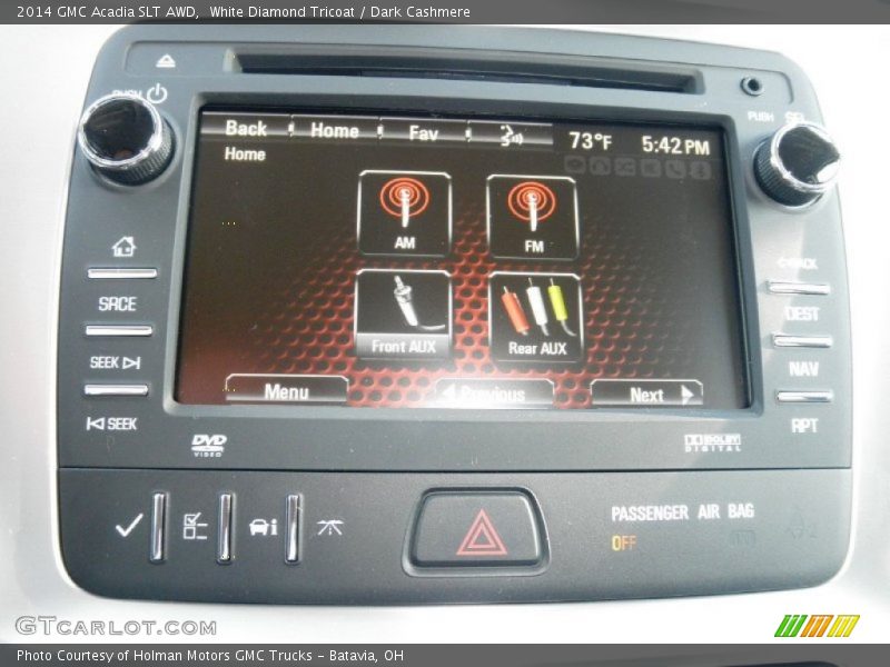 White Diamond Tricoat / Dark Cashmere 2014 GMC Acadia SLT AWD
