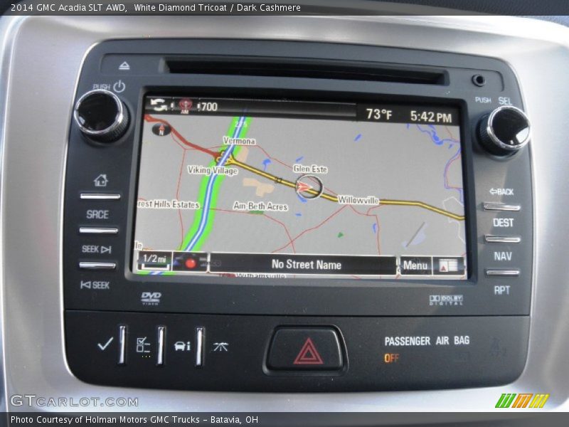 White Diamond Tricoat / Dark Cashmere 2014 GMC Acadia SLT AWD
