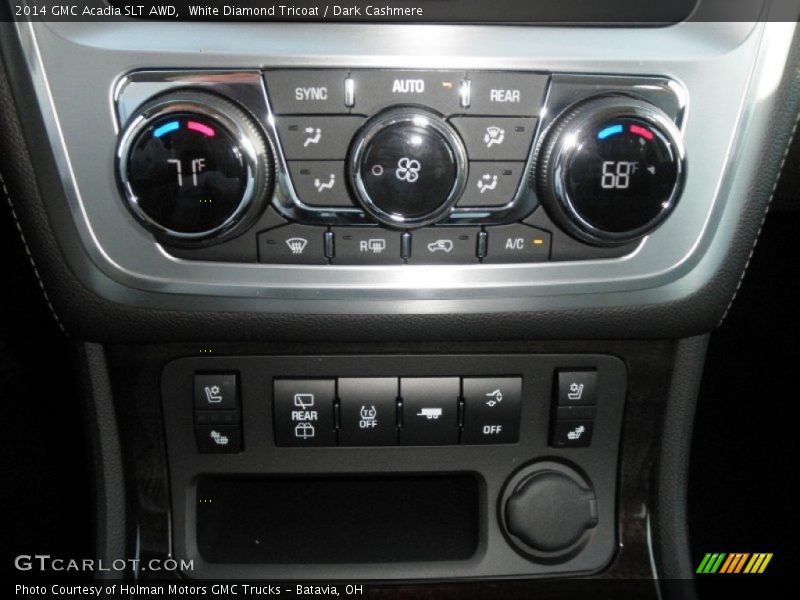 White Diamond Tricoat / Dark Cashmere 2014 GMC Acadia SLT AWD