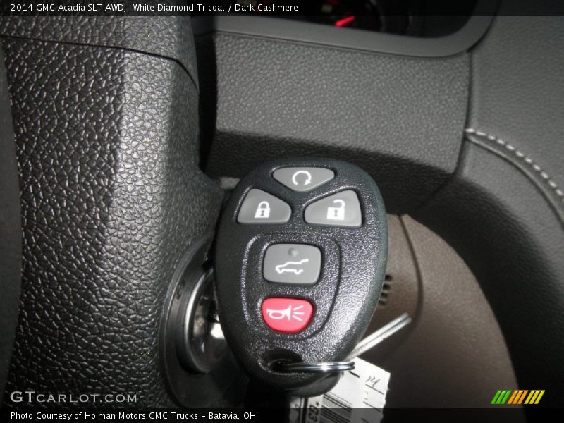 White Diamond Tricoat / Dark Cashmere 2014 GMC Acadia SLT AWD