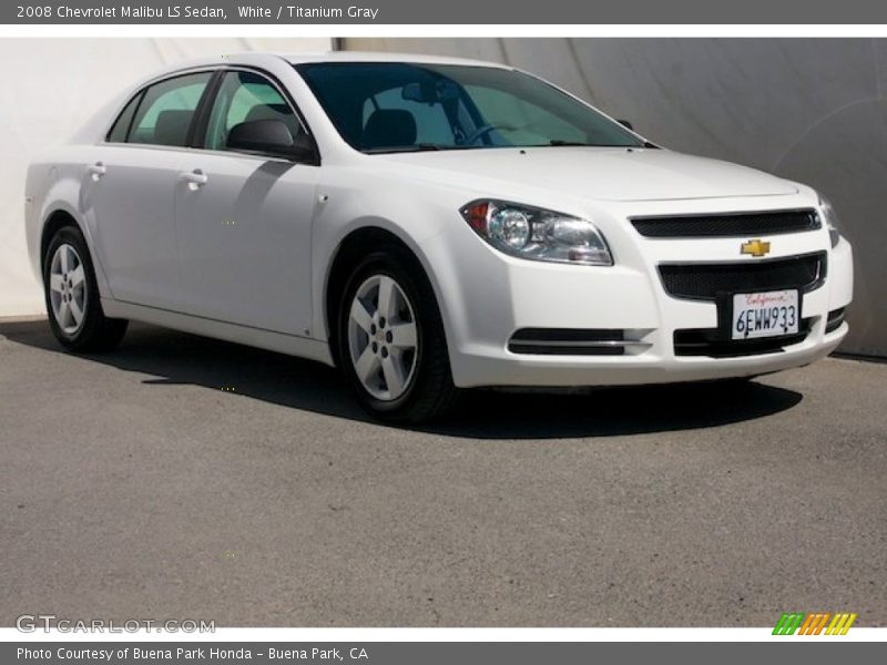 White / Titanium Gray 2008 Chevrolet Malibu LS Sedan