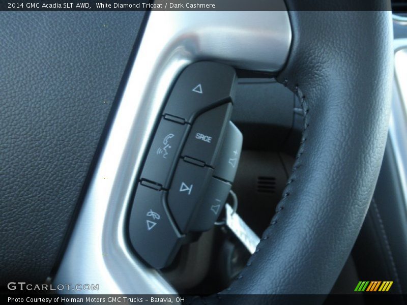 White Diamond Tricoat / Dark Cashmere 2014 GMC Acadia SLT AWD