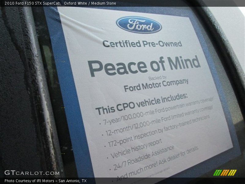 Oxford White / Medium Stone 2010 Ford F150 STX SuperCab
