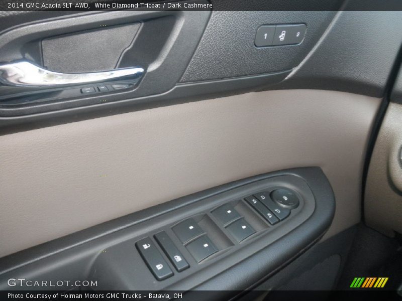 White Diamond Tricoat / Dark Cashmere 2014 GMC Acadia SLT AWD