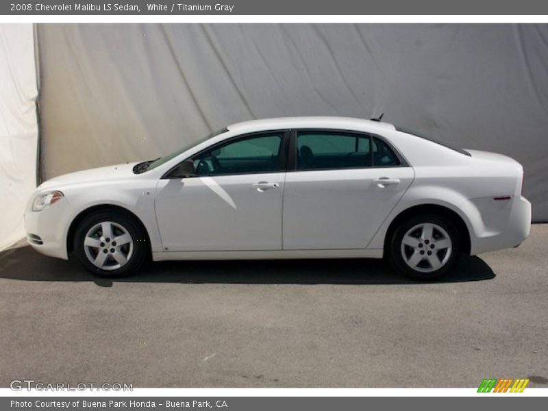 White / Titanium Gray 2008 Chevrolet Malibu LS Sedan