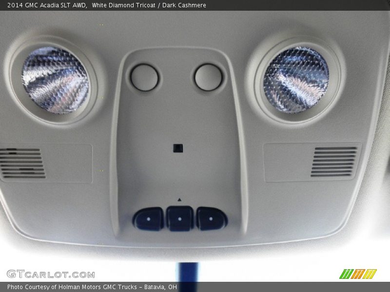 White Diamond Tricoat / Dark Cashmere 2014 GMC Acadia SLT AWD