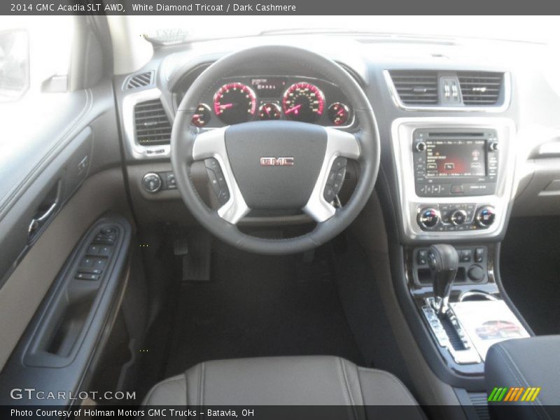 White Diamond Tricoat / Dark Cashmere 2014 GMC Acadia SLT AWD