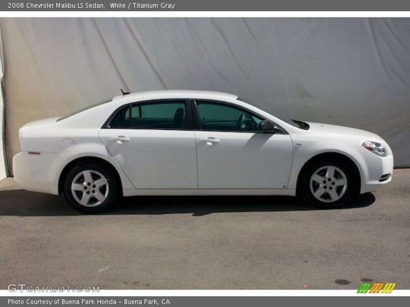 White / Titanium Gray 2008 Chevrolet Malibu LS Sedan