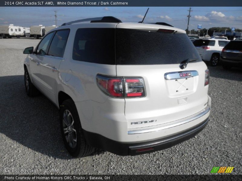 White Diamond Tricoat / Dark Cashmere 2014 GMC Acadia SLT AWD