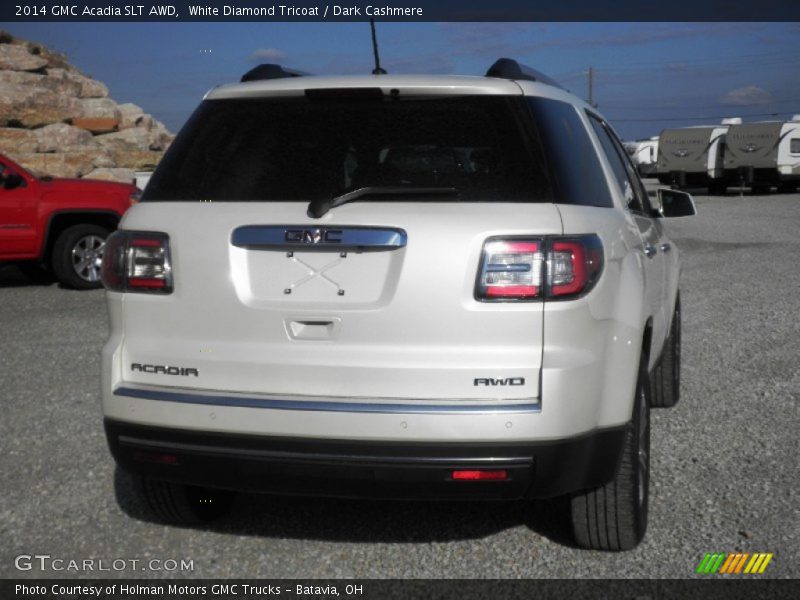 White Diamond Tricoat / Dark Cashmere 2014 GMC Acadia SLT AWD