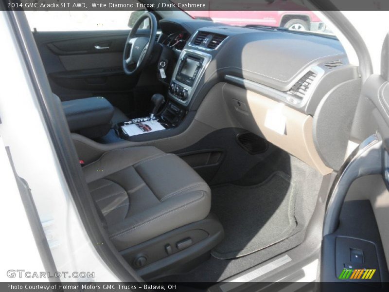 White Diamond Tricoat / Dark Cashmere 2014 GMC Acadia SLT AWD